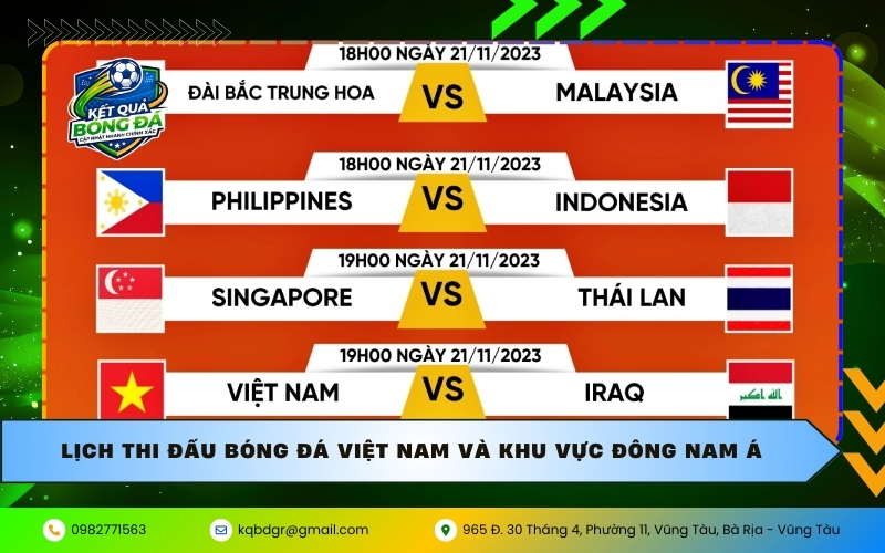 Lịch thi đấu bóng đá Việt Nam và khu vực Đông Nam Á